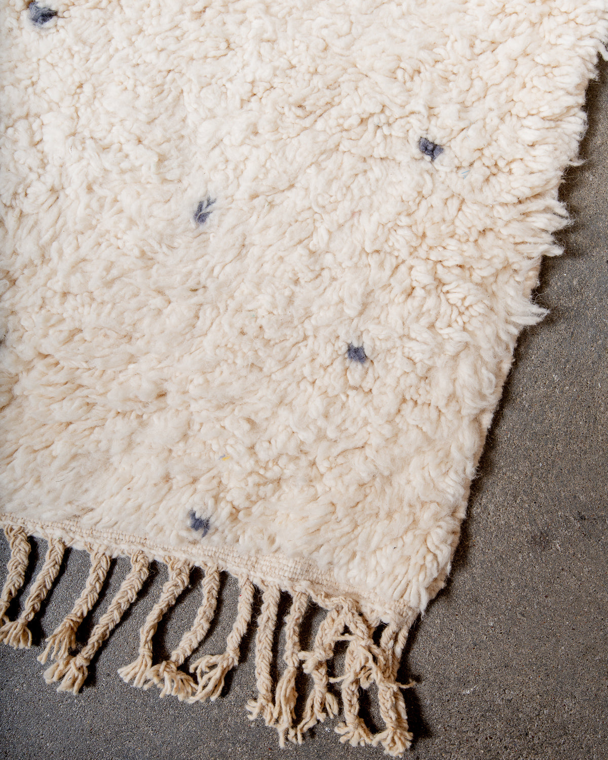 Modern, designer, handcrafted Berber rug from Morocco. Beniourain carpet with beautiful colours and patterns and fluffy wool texture.